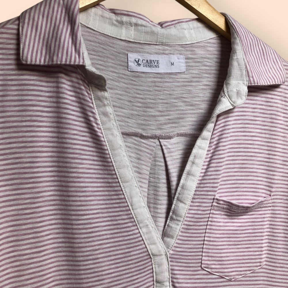 Carve Designs Organic Cotton Lavender Striped Sleeveless T-shirt Dress Women’s M - Picture 6 of 11